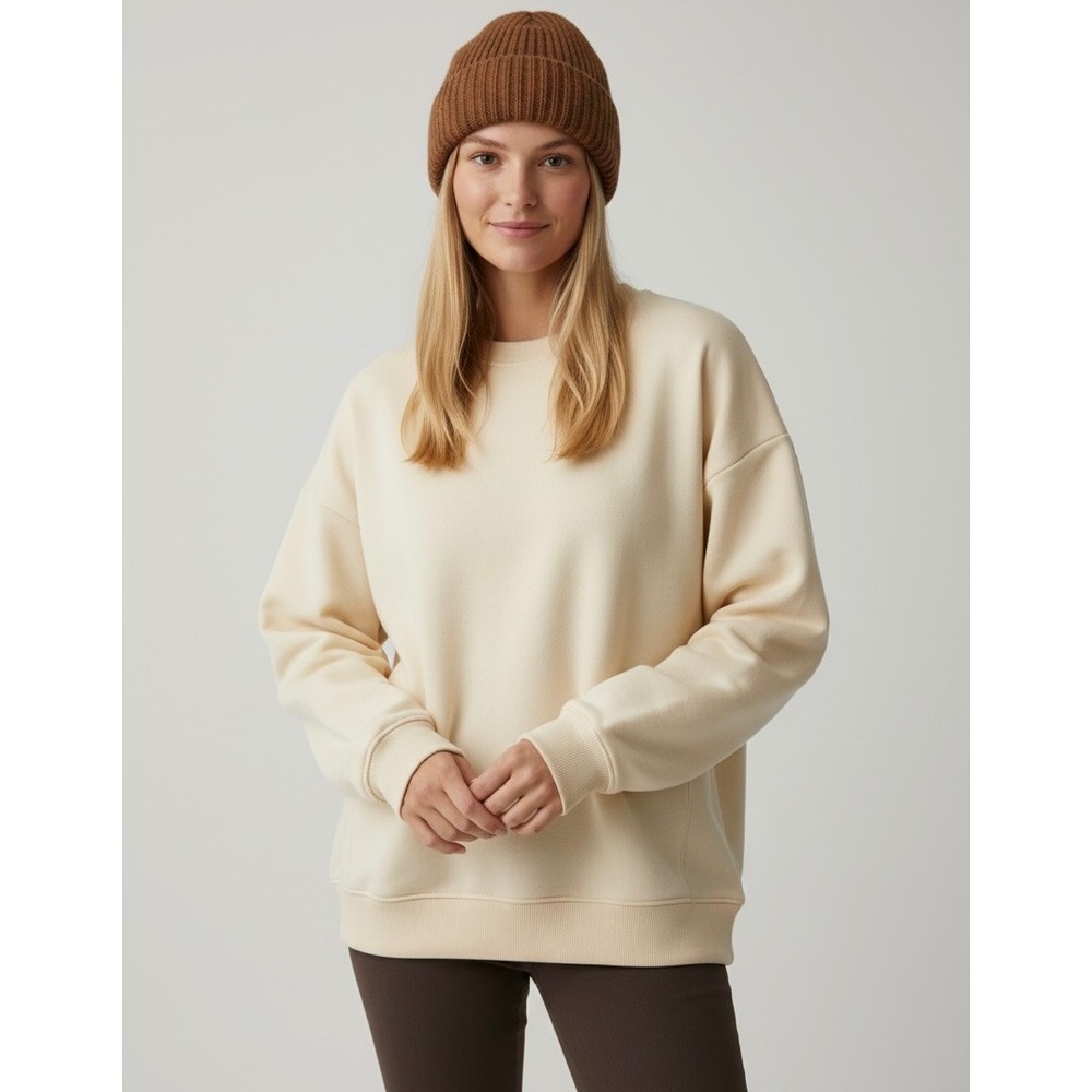 Old Navy SoComfortable Cream Oversized Sweatshirt Size Medium Neutral